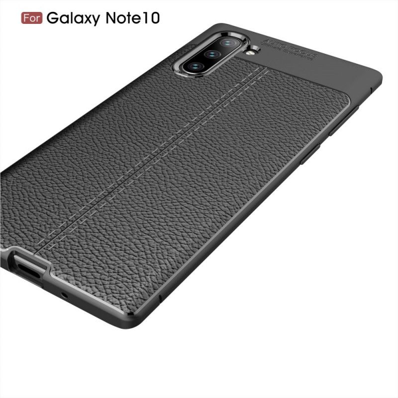 Case Hoesje Samsung Galaxy Note 10 Rood Zwart Telefoonhoesje Dubbellijns Lychee Leereffect