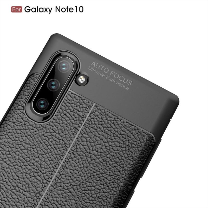 Case Hoesje Samsung Galaxy Note 10 Rood Zwart Telefoonhoesje Dubbellijns Lychee Leereffect