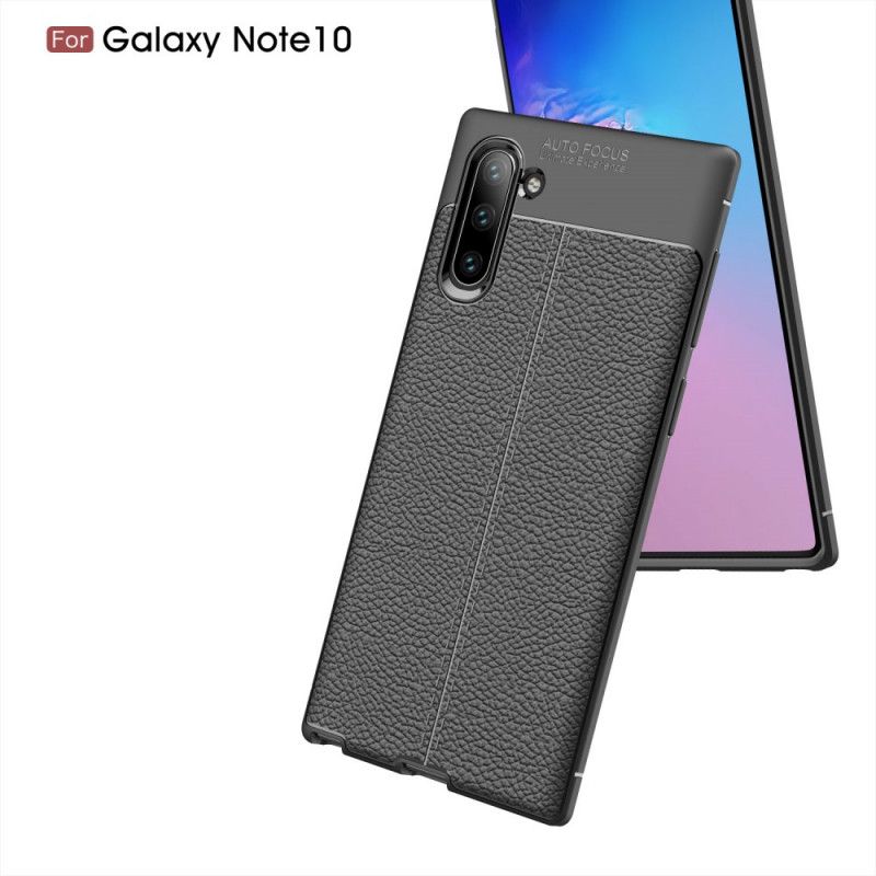 Case Hoesje Samsung Galaxy Note 10 Rood Zwart Telefoonhoesje Dubbellijns Lychee Leereffect