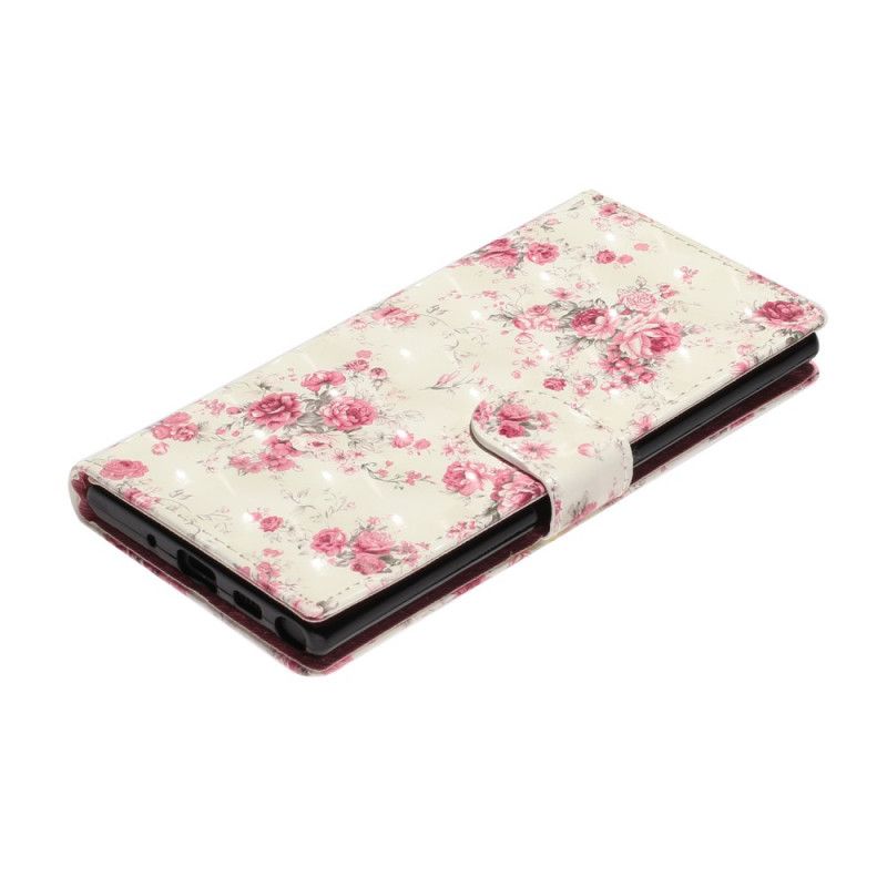 Cover Folio-hoesje Samsung Galaxy Note 10 Telefoonhoesje Bloemen Lichtvlekjes Met Riempje