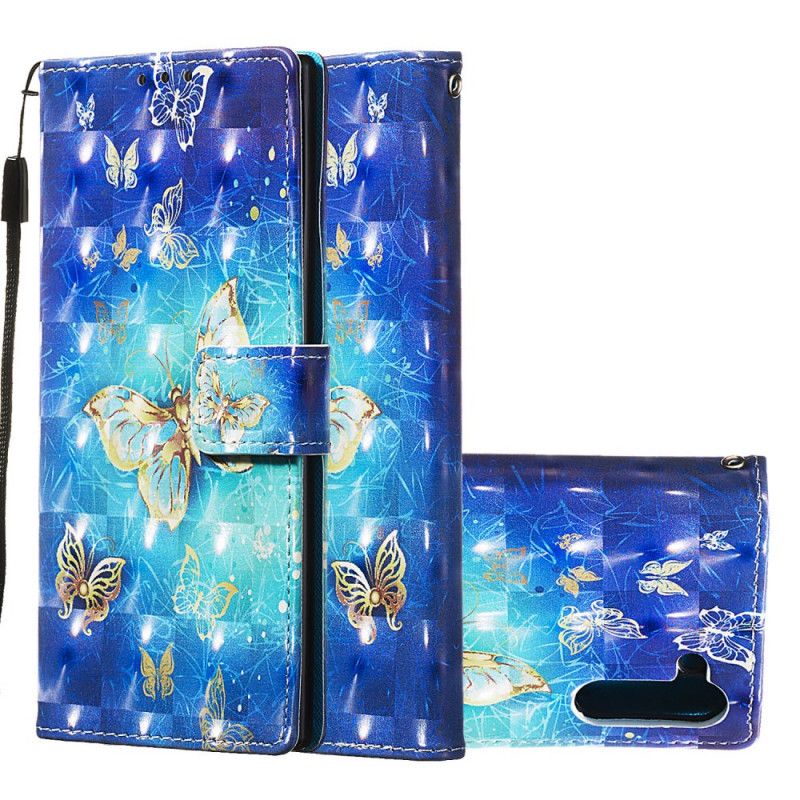 Cover Folio-hoesje Samsung Galaxy Note 10 Telefoonhoesje Gouden Vlinders