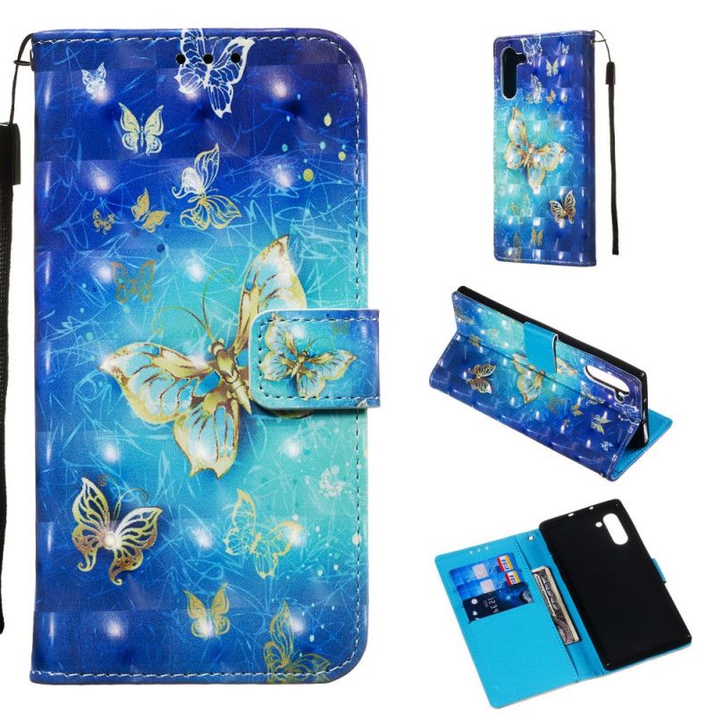 Cover Folio-hoesje Samsung Galaxy Note 10 Telefoonhoesje Gouden Vlinders