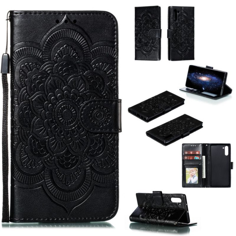 Flip Case Leren Samsung Galaxy Note 10 Grijs Zwart Hele Mandala