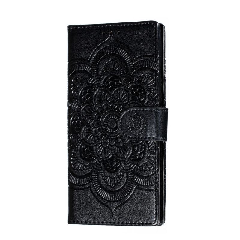 Flip Case Leren Samsung Galaxy Note 10 Grijs Zwart Hele Mandala