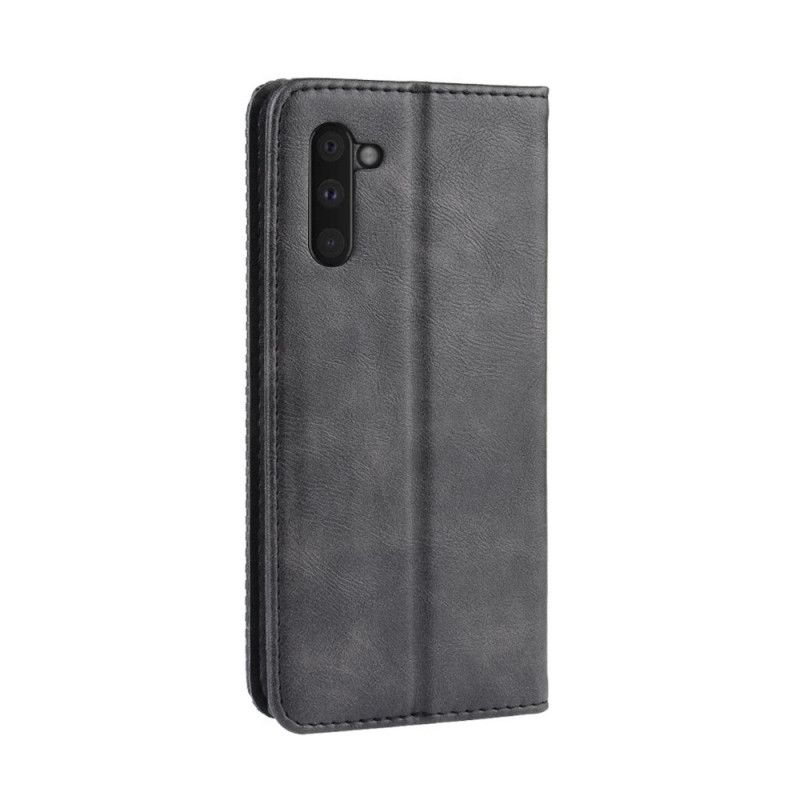 Folio-hoesje Samsung Galaxy Note 10 Zwart Gestileerd Vintage Leereffect