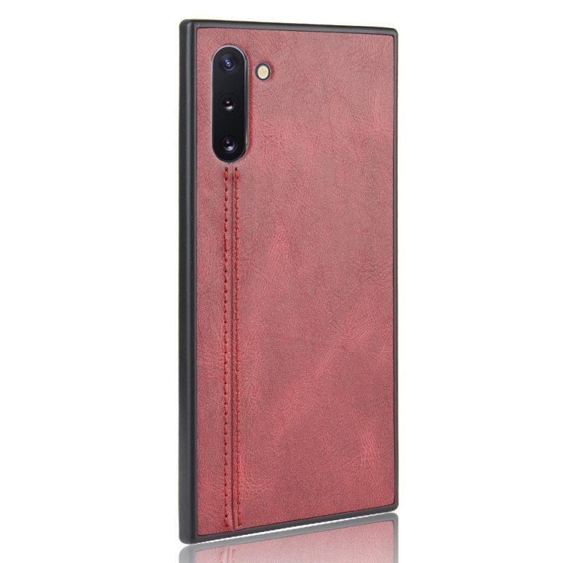 Hoesje Samsung Galaxy Note 10 Rood Zwart Gestikt Leereffect