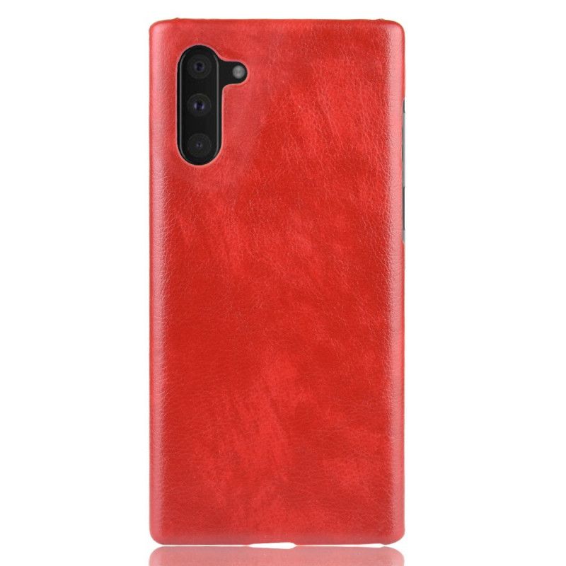 Hoesje voor Samsung Galaxy Note 10 Rood Zwart Lychee Leereffect