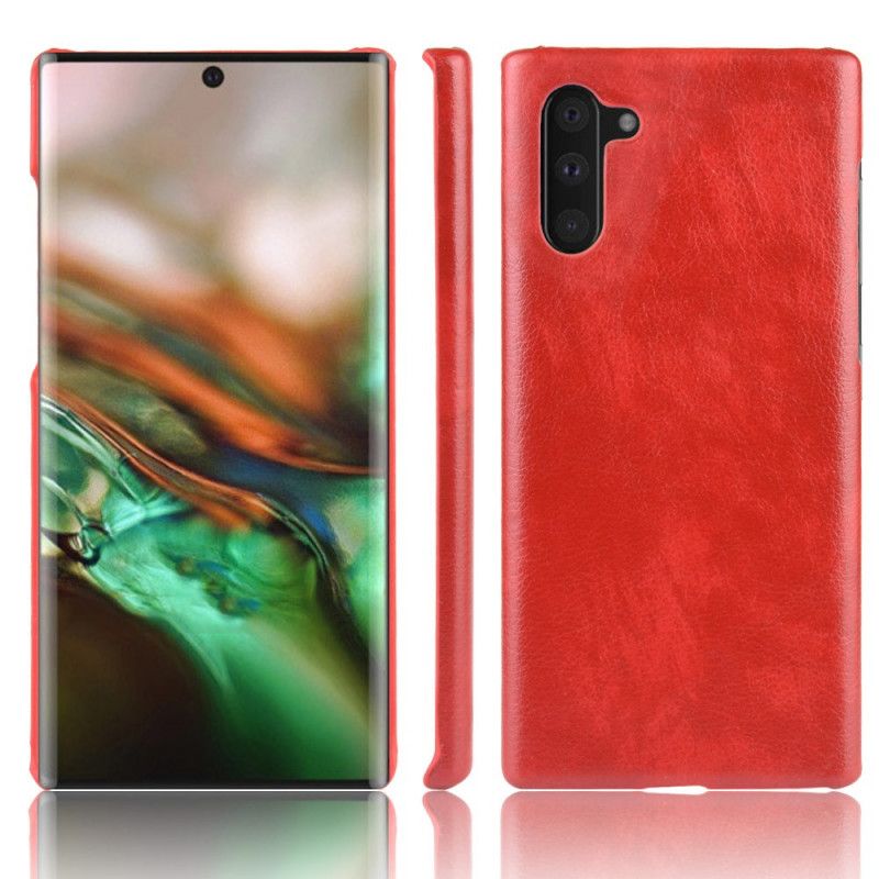 Hoesje voor Samsung Galaxy Note 10 Rood Zwart Lychee Leereffect