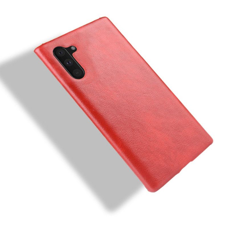 Hoesje voor Samsung Galaxy Note 10 Rood Zwart Lychee Leereffect