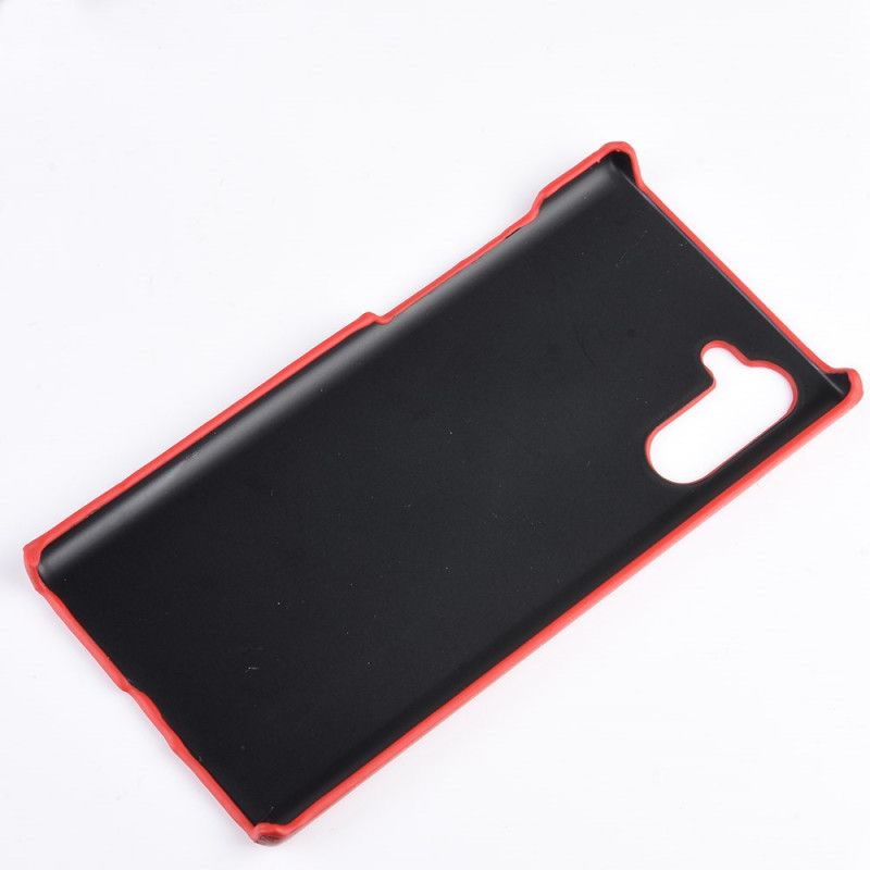 Hoesje voor Samsung Galaxy Note 10 Rood Zwart Lychee Leereffect