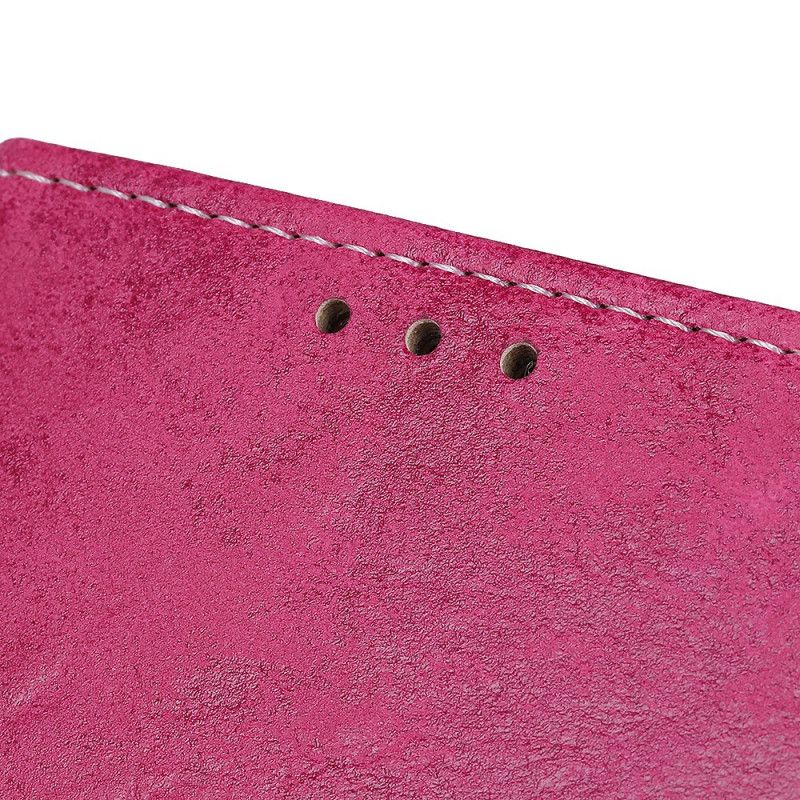 Leren Hoesje Samsung Galaxy Note 10 Magenta Grijs Vintage Leereffect