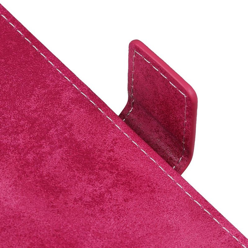 Leren Hoesje Samsung Galaxy Note 10 Magenta Grijs Vintage Leereffect