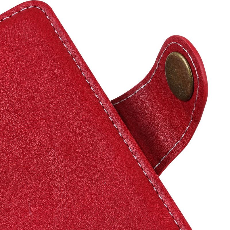 Leren Hoesje Samsung Galaxy Note 10 Rood Zwart Artistieke Knoop En Stiksel