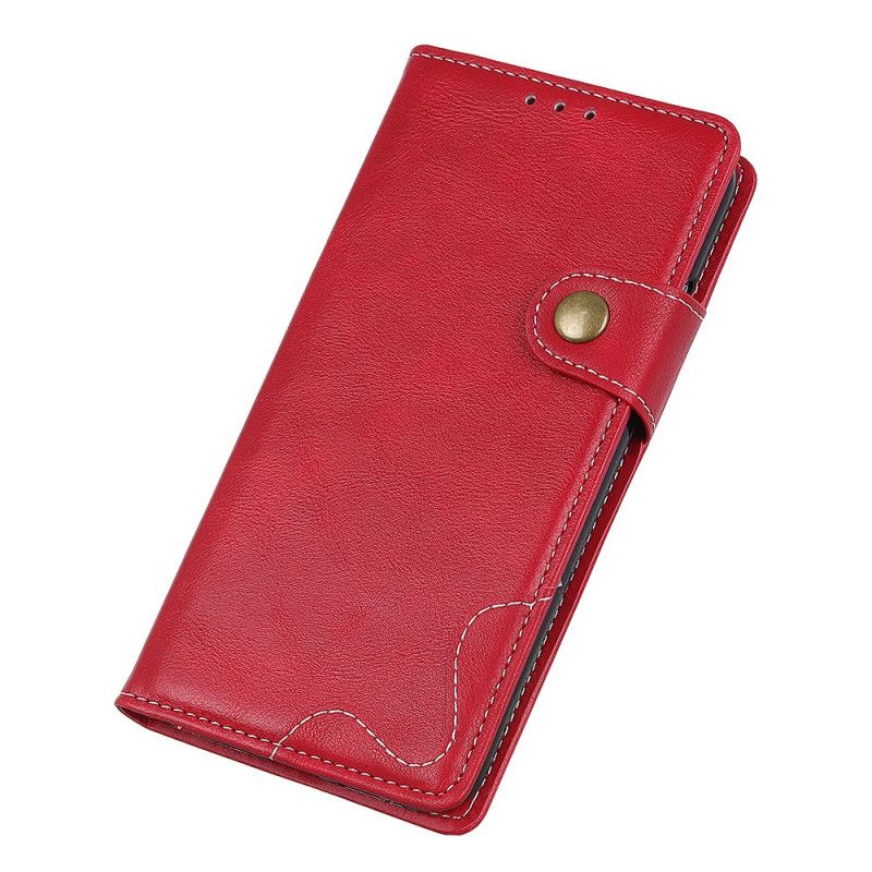 Leren Hoesje Samsung Galaxy Note 10 Rood Zwart Artistieke Knoop En Stiksel