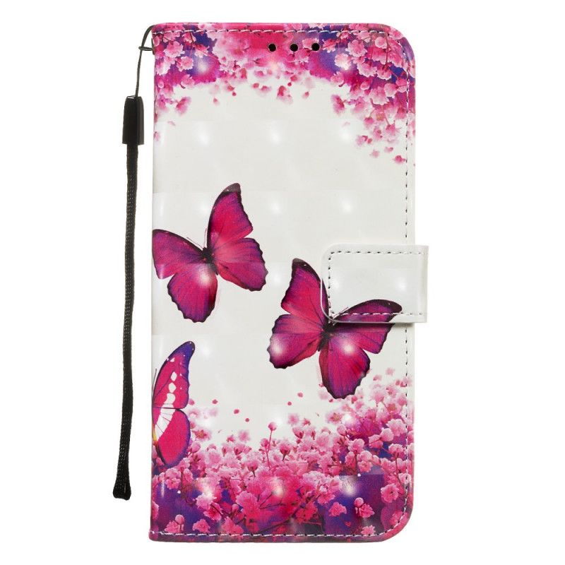 Leren Hoesje Samsung Galaxy Note 10 Telefoonhoesje Rode Vlinders