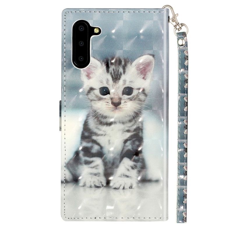 Leren Hoesje voor Samsung Galaxy Note 10 Kitten Light Spots Met Riempje