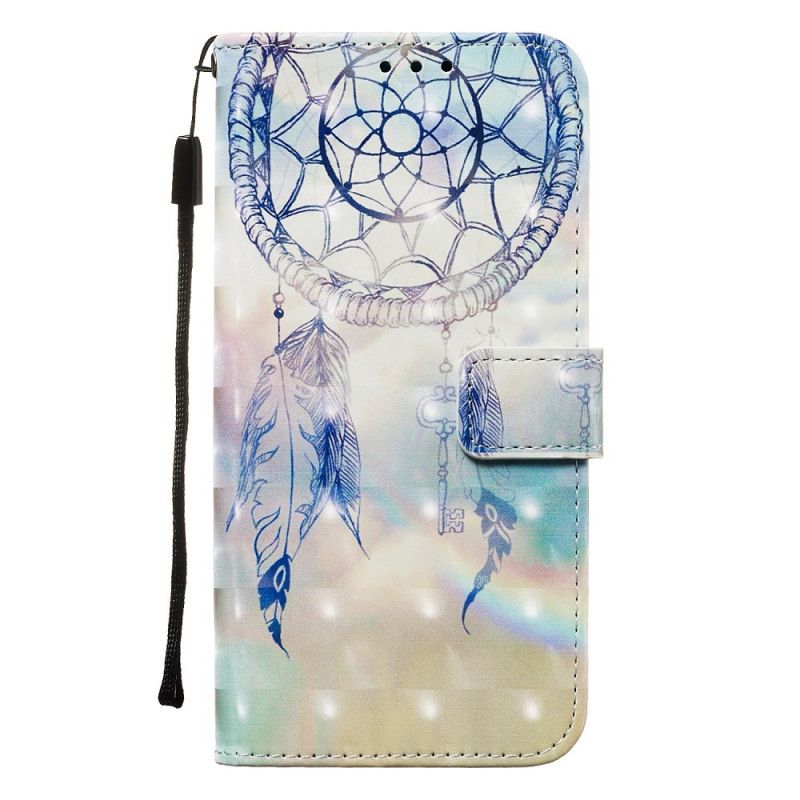 Leren Hoesje voor Samsung Galaxy Note 10 Lichtblauw Rood Aquarel Dromenvanger