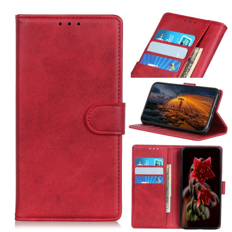 Leren Hoesje voor Samsung Galaxy Note 10 Rood Zwart Retro Mat Leereffect