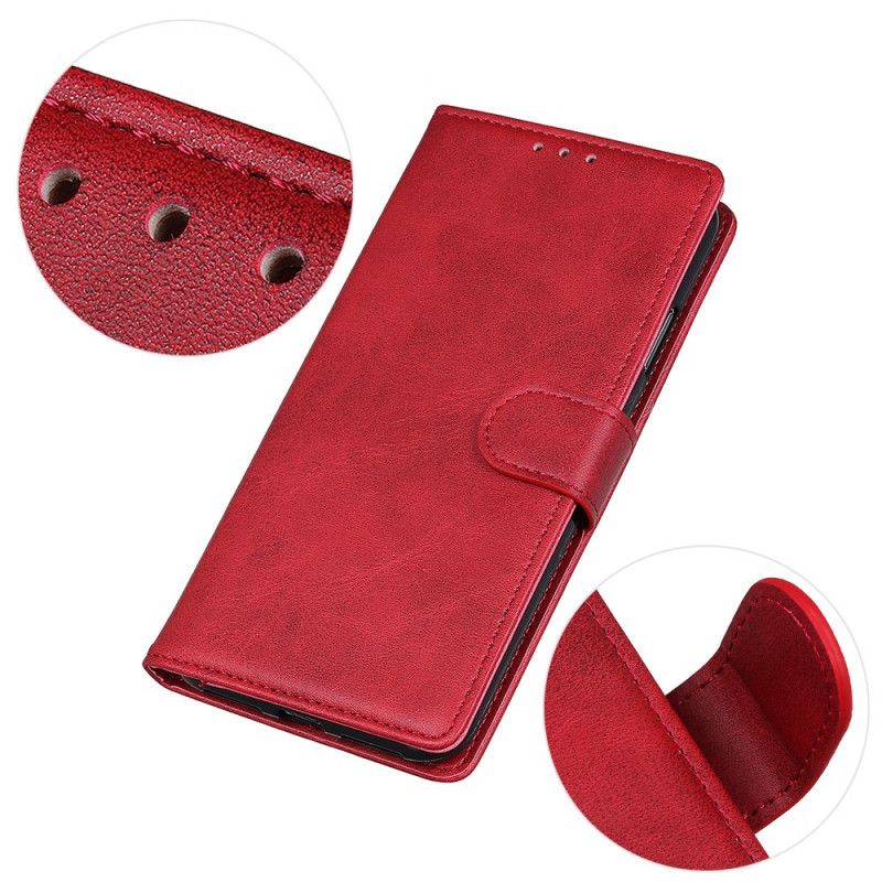 Leren Hoesje voor Samsung Galaxy Note 10 Rood Zwart Retro Mat Leereffect