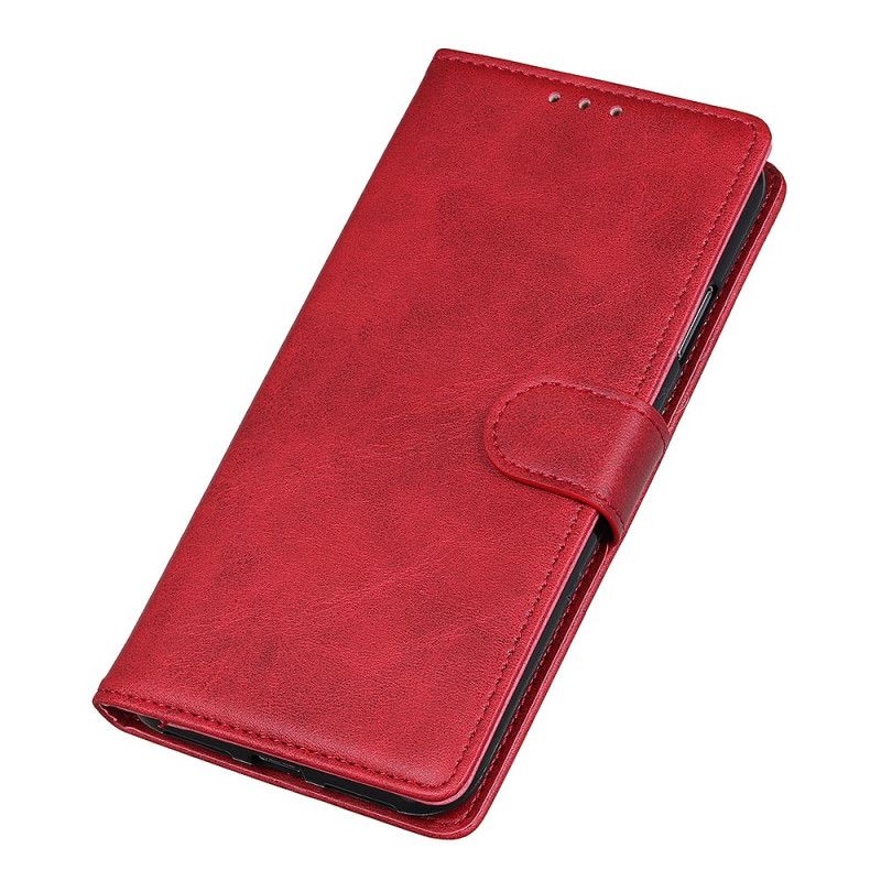 Leren Hoesje voor Samsung Galaxy Note 10 Rood Zwart Retro Mat Leereffect