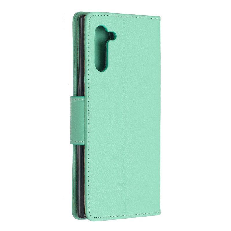 Leren Hoesje voor Samsung Galaxy Note 10 Zwart Lychee Schuine Flap