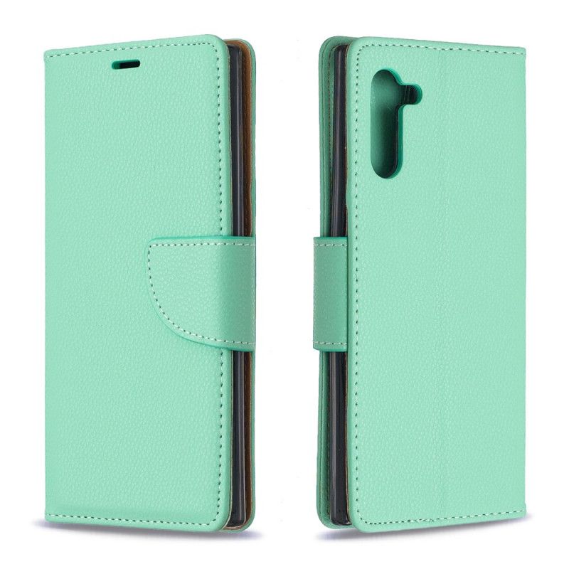 Leren Hoesje voor Samsung Galaxy Note 10 Zwart Lychee Schuine Flap