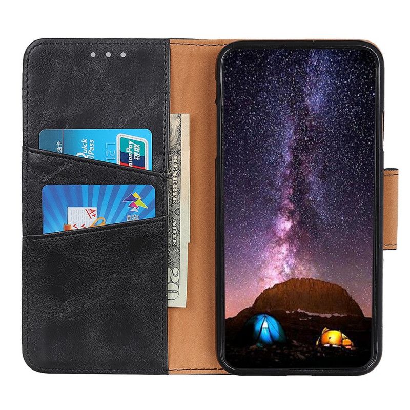 Cover Folio-hoesje Samsung Galaxy M31 Donkerblauw Telefoonhoesje Omkeerbare Splitlederen Sluiting