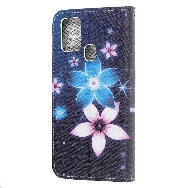 Cover Folio-hoesje Samsung Galaxy M31 Telefoonhoesje Maanbloemen Met String