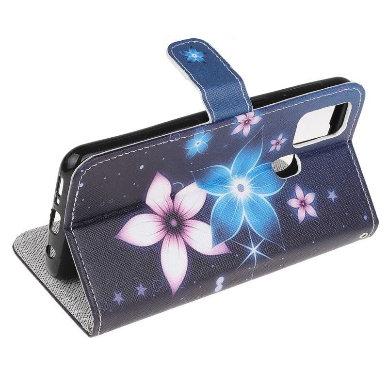 Cover Folio-hoesje Samsung Galaxy M31 Telefoonhoesje Maanbloemen Met String