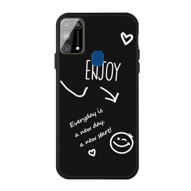 Cover Hoesje Samsung Galaxy M31 Grijs Zwart Telefoonhoesje Siliconen Genieten