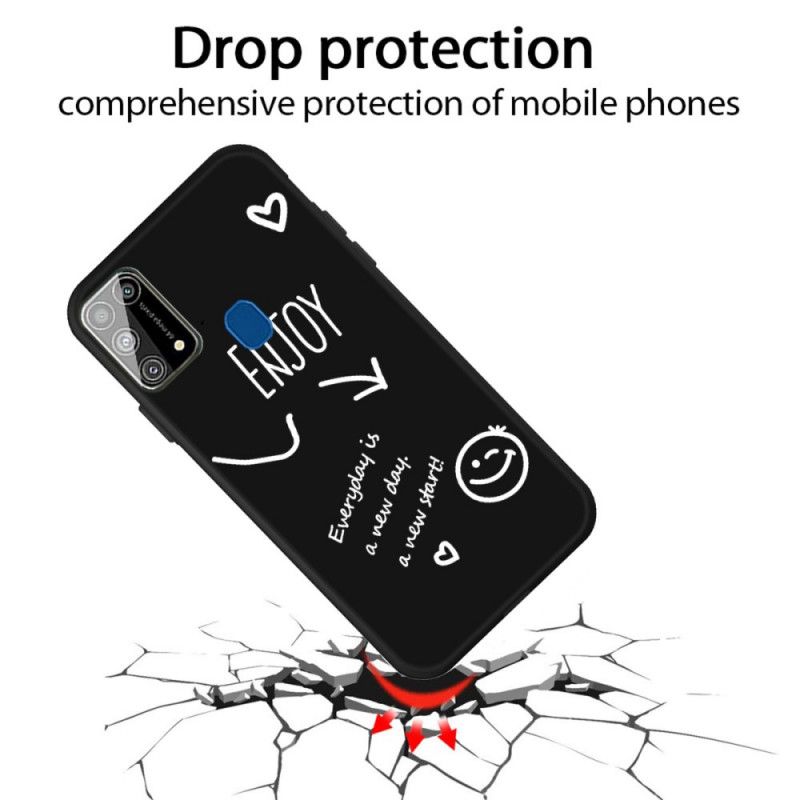 Cover Hoesje Samsung Galaxy M31 Grijs Zwart Telefoonhoesje Siliconen Genieten