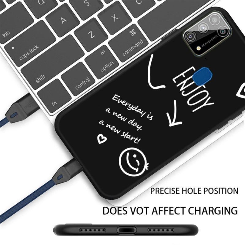 Cover Hoesje Samsung Galaxy M31 Grijs Zwart Telefoonhoesje Siliconen Genieten