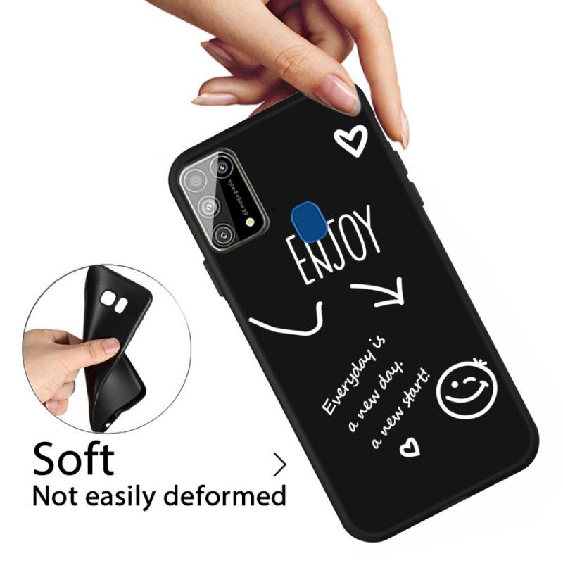 Cover Hoesje Samsung Galaxy M31 Grijs Zwart Telefoonhoesje Siliconen Genieten