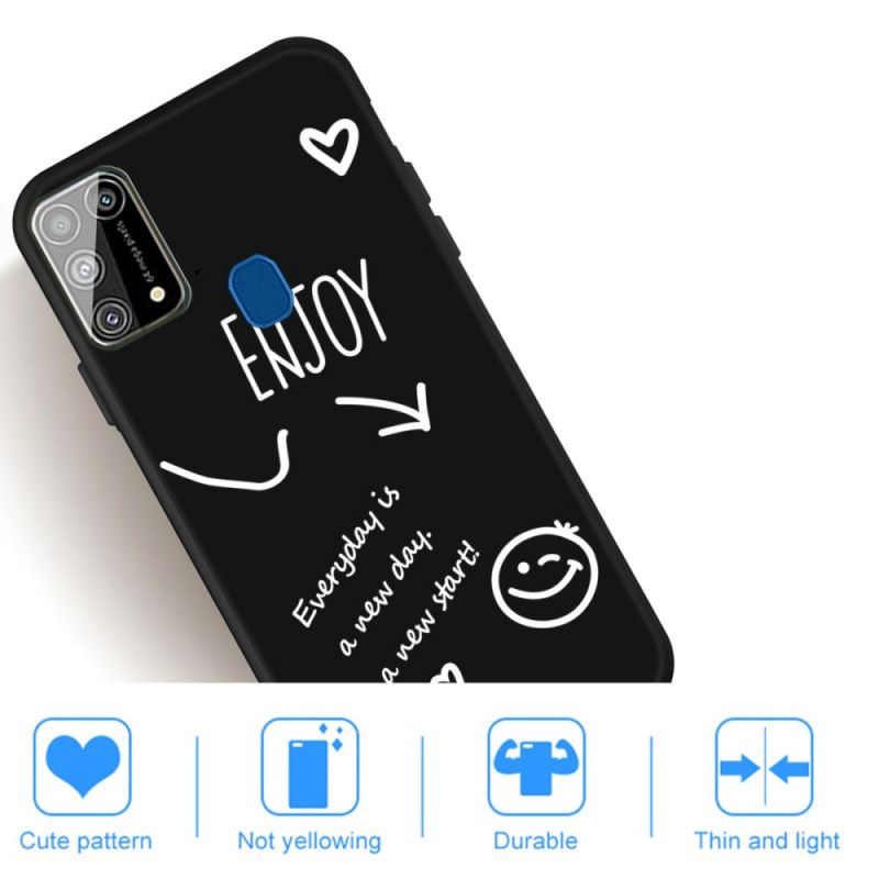 Cover Hoesje Samsung Galaxy M31 Grijs Zwart Telefoonhoesje Siliconen Genieten