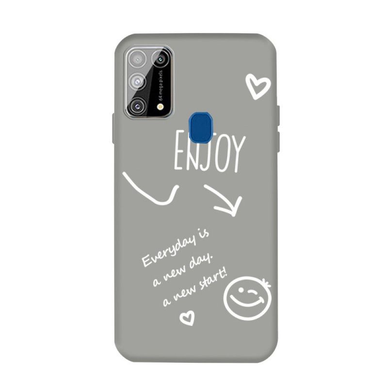 Cover Hoesje Samsung Galaxy M31 Grijs Zwart Telefoonhoesje Siliconen Genieten