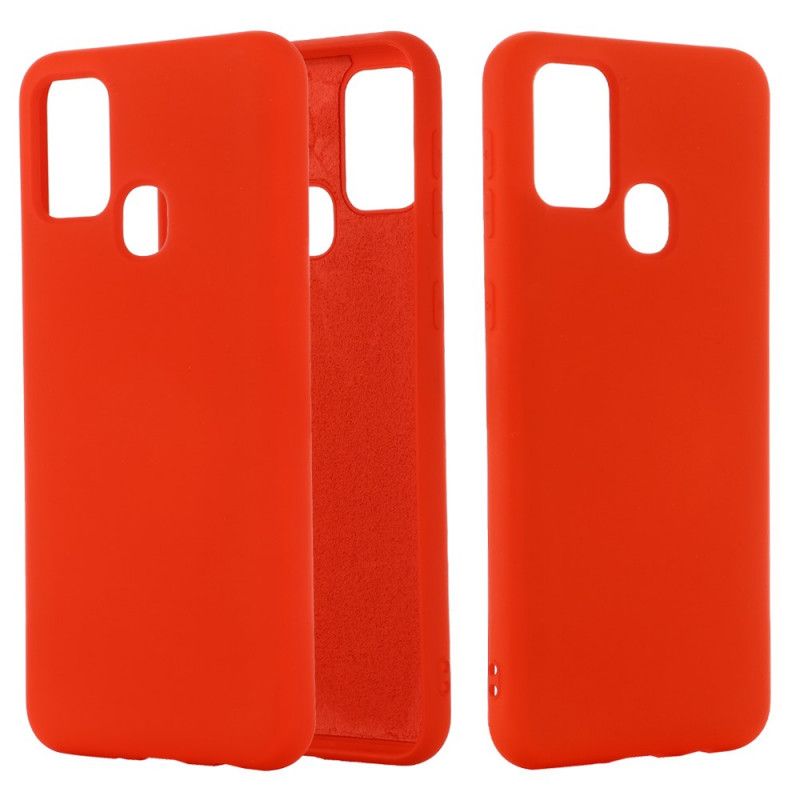 Cover Hoesje Samsung Galaxy M31 Rood Zwart Telefoonhoesje Siliconenvloeistof