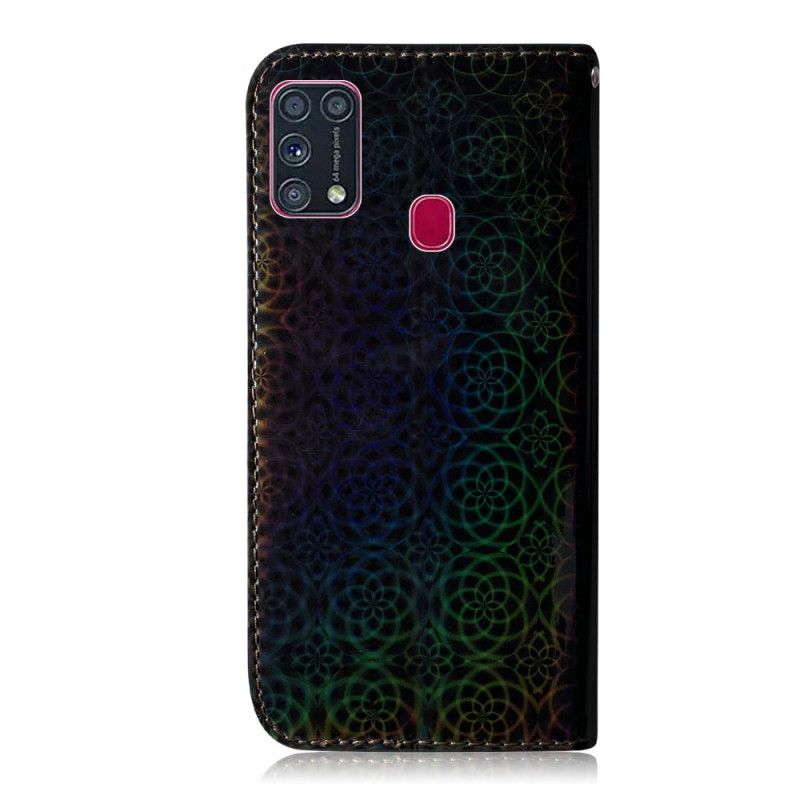 Flip Case Leren Samsung Galaxy M31 Grijs Zwart Pure Kleur