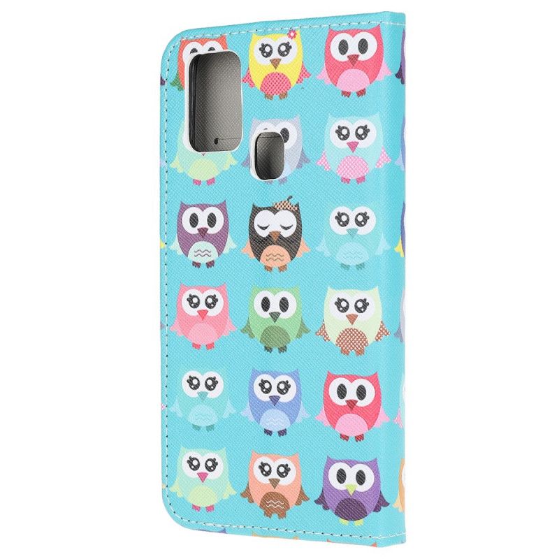 Flip Case Leren Samsung Galaxy M31 Meerdere Uilen