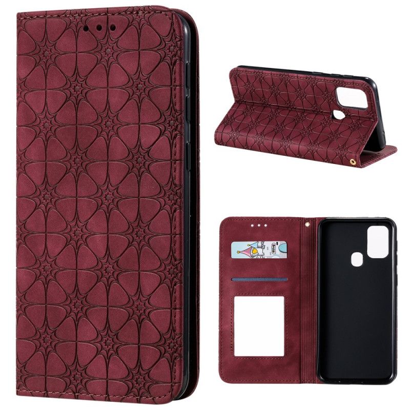 Folio-hoesje Samsung Galaxy M31 Groen Rood Barokke Bloemen