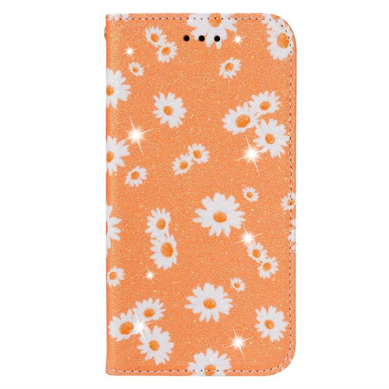 Folio-hoesje Samsung Galaxy M31 Oranje Roze Madeliefjes Kunstleer