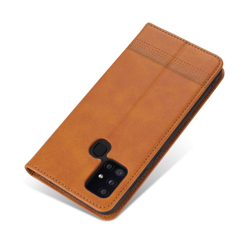 Folio-hoesje voor Samsung Galaxy M31 Rood Zwart Azns Leerstijl