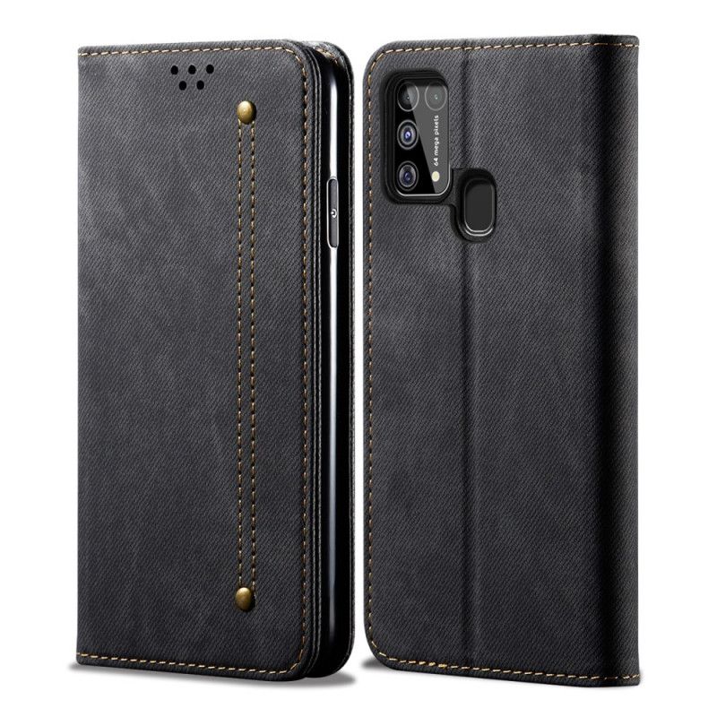 Folio-hoesje voor Samsung Galaxy M31 Zwart Jeansstof