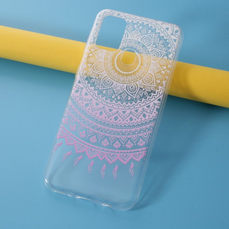 Hoesje Samsung Galaxy M31 Lichtblauw Roze Transparante Kleurrijke Mandala