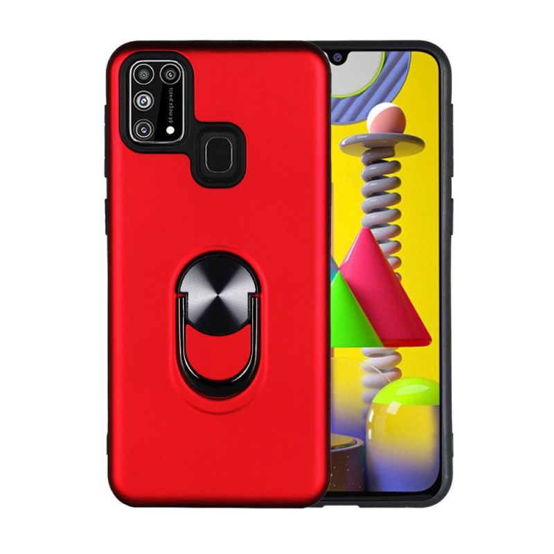 Hoesje Samsung Galaxy M31 Rood Zwart Afneembaar Met Steunring