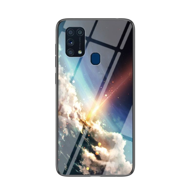 Hoesje Samsung Galaxy M31 Roségoud Zwart Schoonheid Gehard Glas