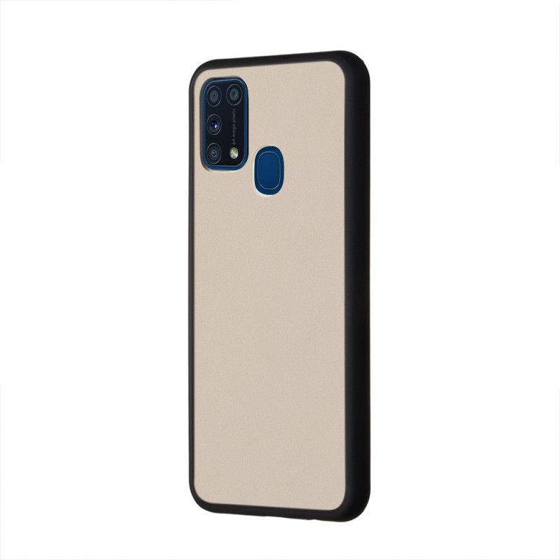 Hoesje Samsung Galaxy M31 Wit Zwart Hybride Met Gekleurde Randen