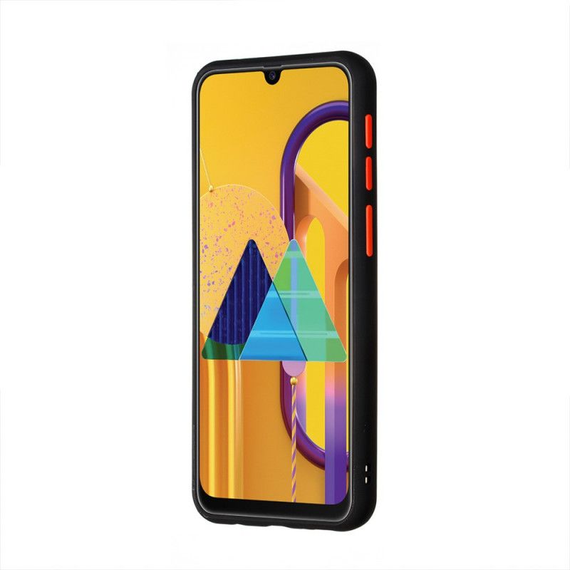 Hoesje Samsung Galaxy M31 Wit Zwart Hybride Met Gekleurde Randen