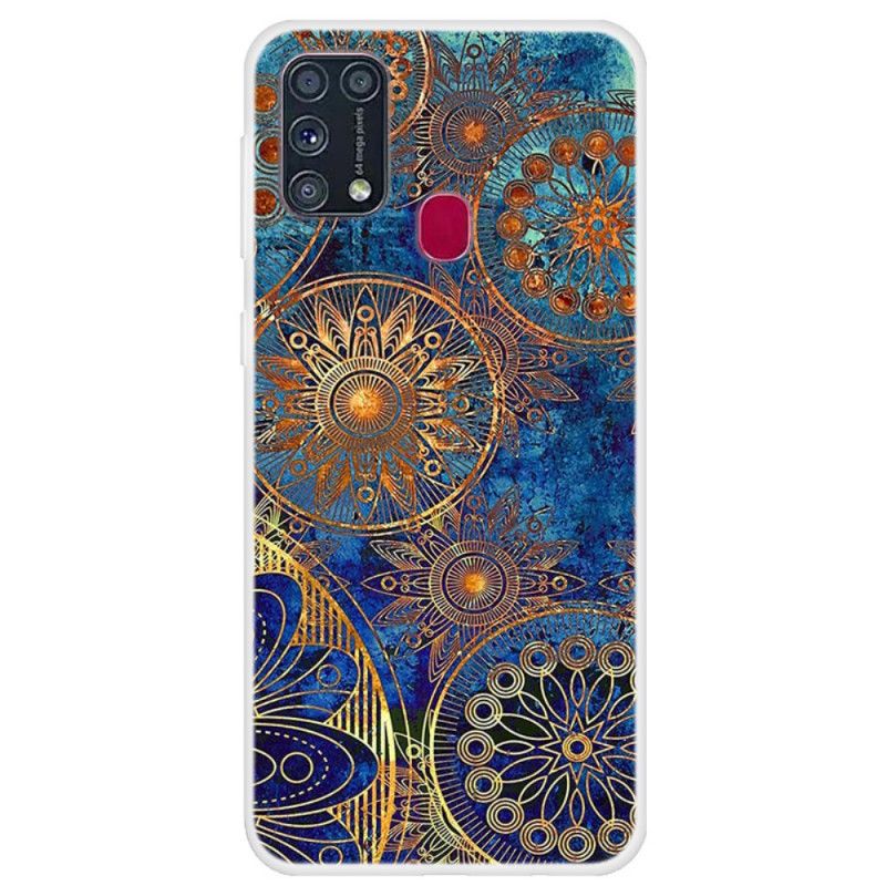 Hoesje voor Samsung Galaxy M31 Donkerblauw Magenta Mandala-Trend