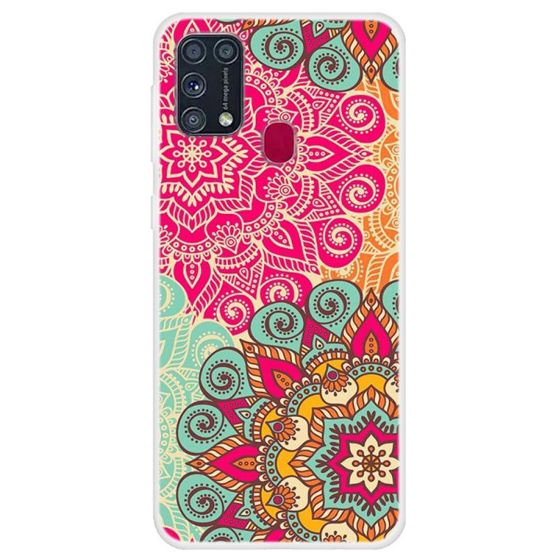 Hoesje voor Samsung Galaxy M31 Donkerblauw Magenta Mandala-Trend