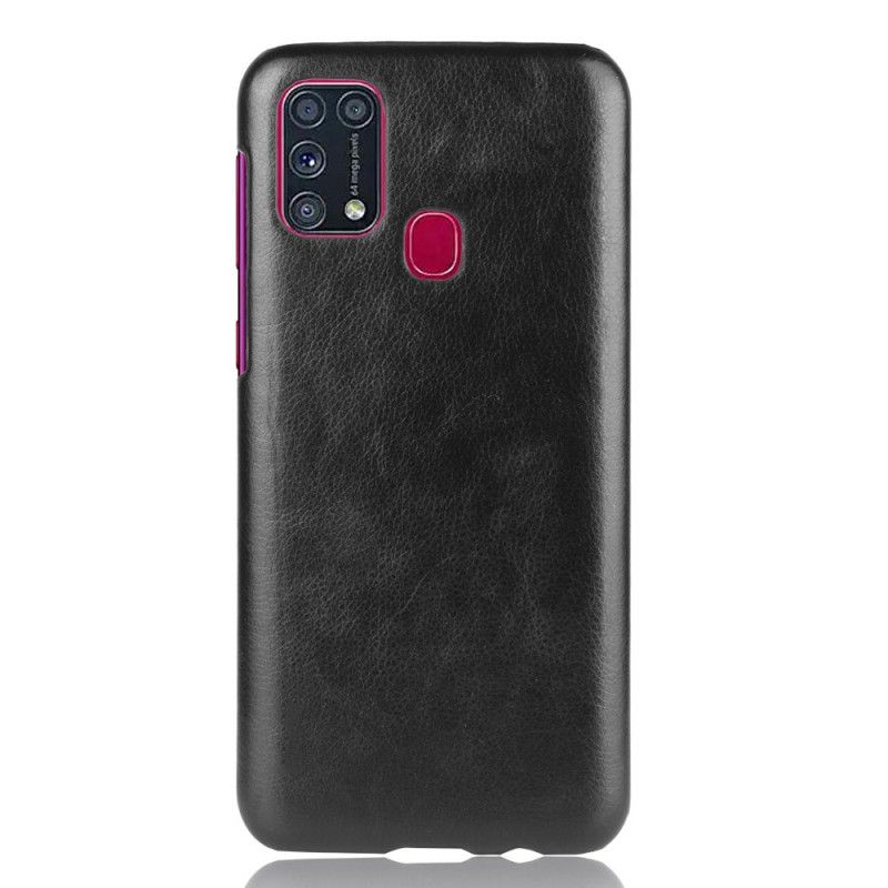 Hoesje voor Samsung Galaxy M31 Grijs Zwart Prestatie Lychee Leereffect